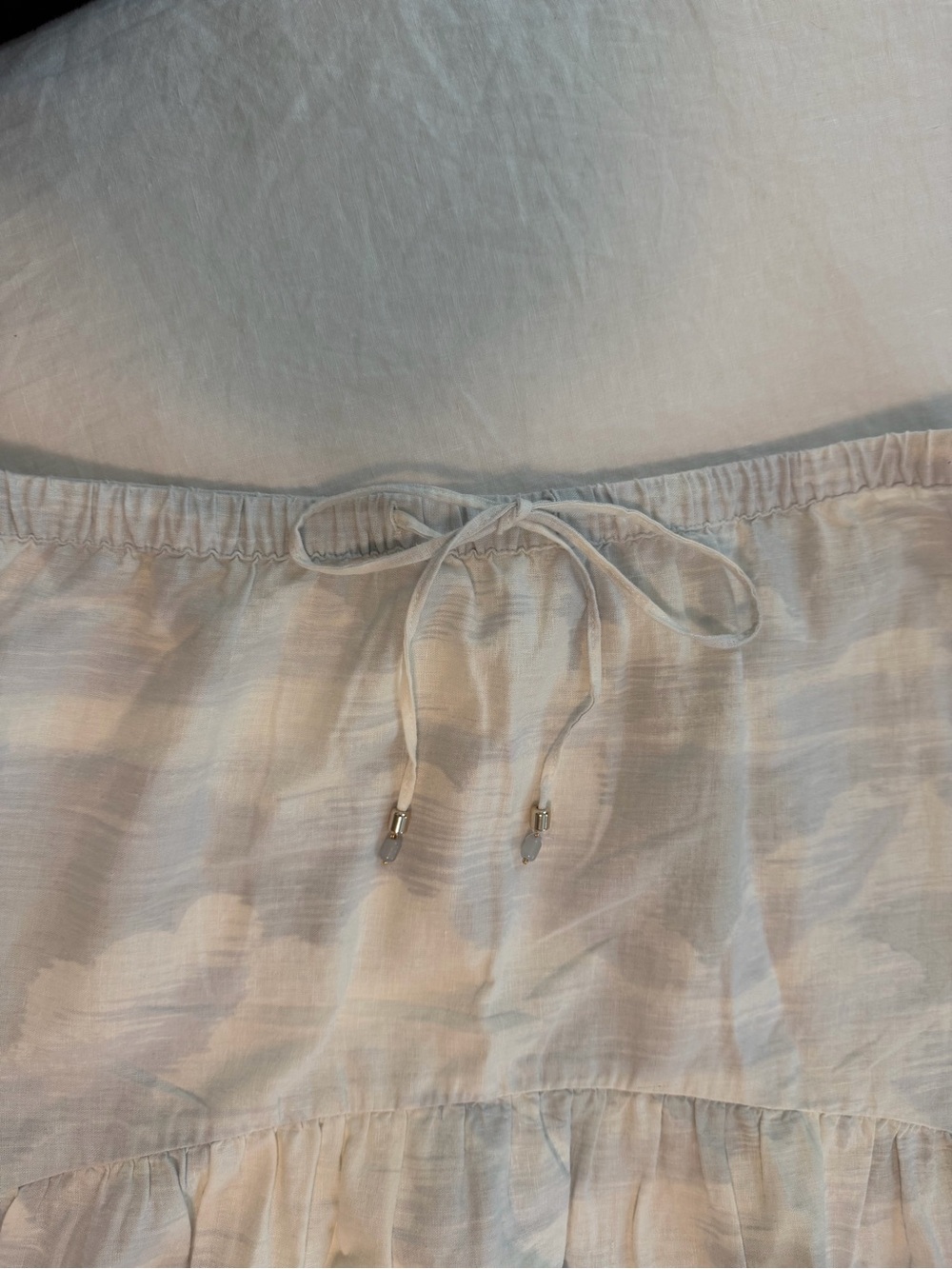 Rachel Zoe White Maxi Skirt with Blue Scenic Border Print - Picture 3 of 7